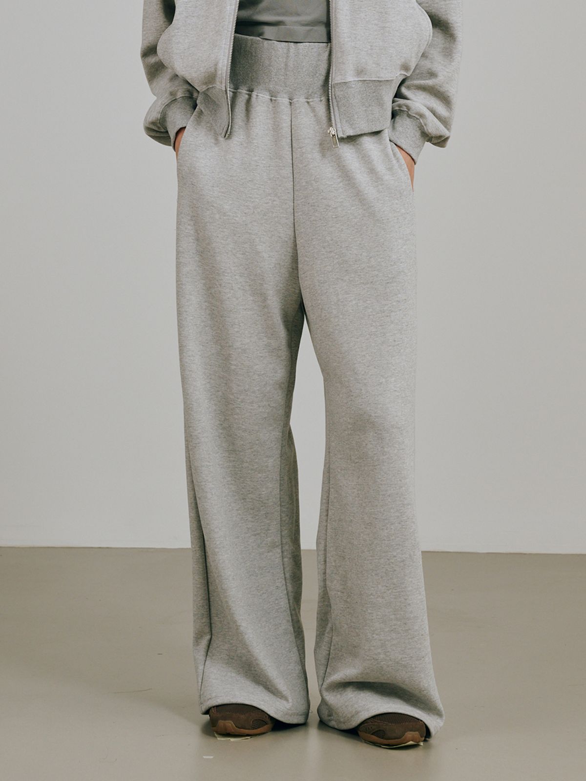 누브(NOUVE) 와이드 밴딩 코튼 팬츠 - 멜란지 그레이 / Wide Banding Cotton Pants - M.Gray