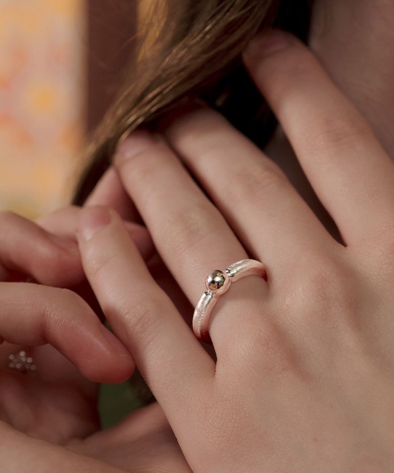 SS009 Matte & Glossy Ball Ring