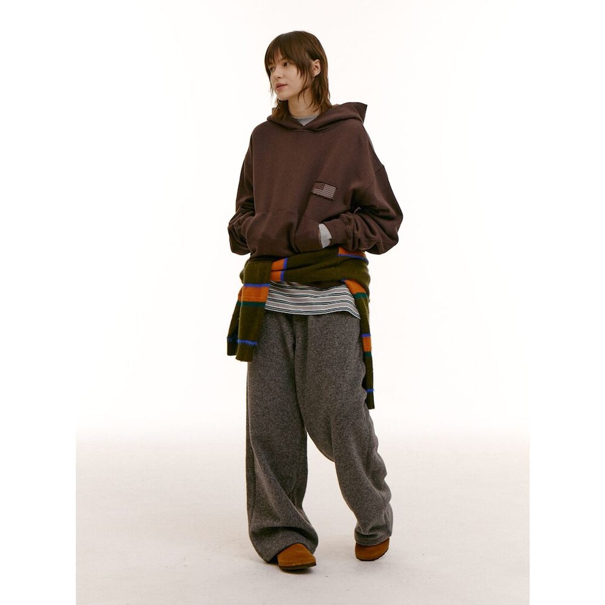 샌드 사운드(SAND SOUND) (UNISEX) 아플리케 그래픽 후디  퍼플