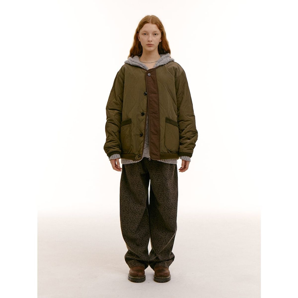 샌드 사운드(SAND SOUND) (UNISEX) 리버시블 퀼팅 점퍼  카키