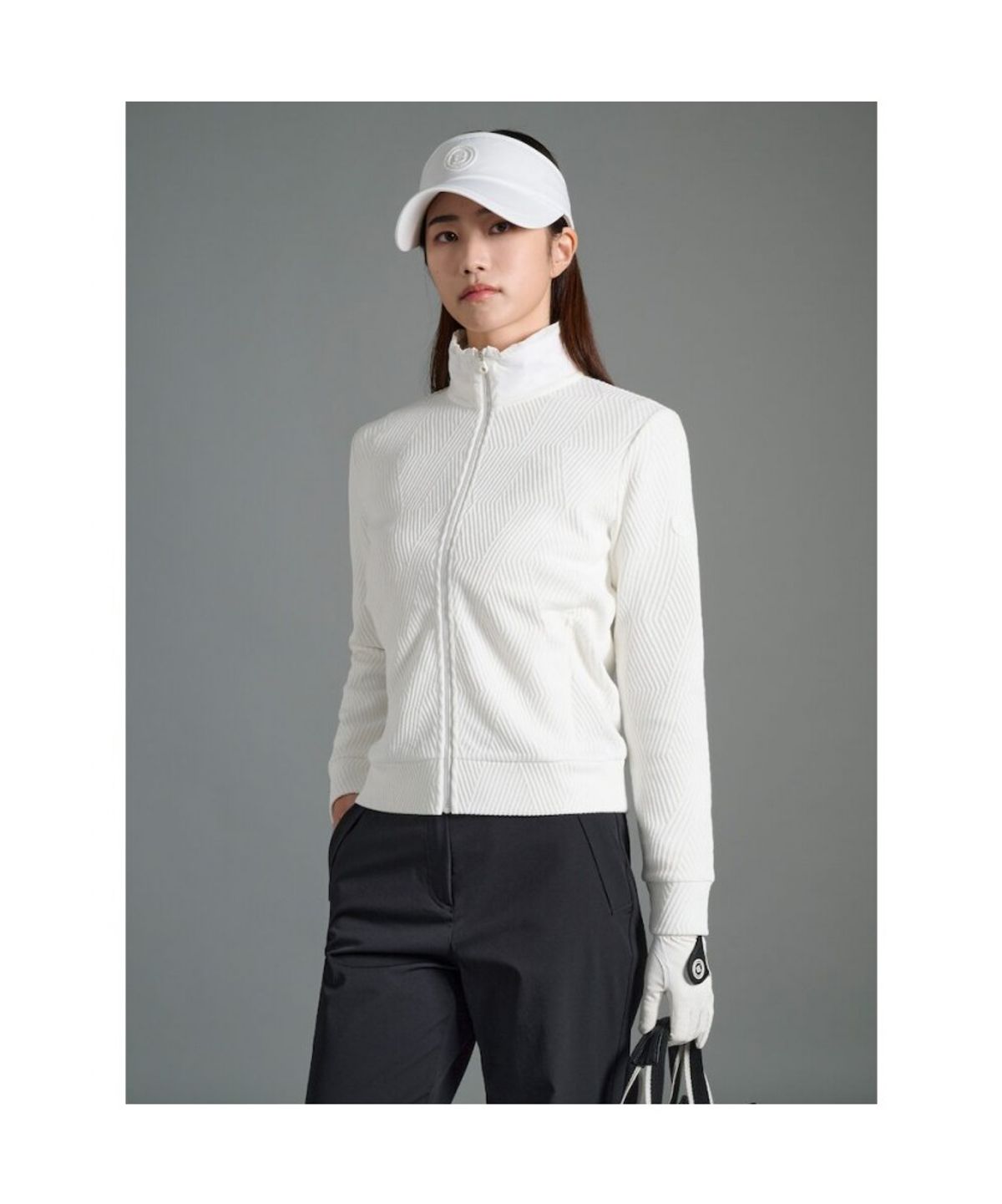 빈폴골프(BEANPOLE GOLF) 여성 자카드 풀집업  화이트
