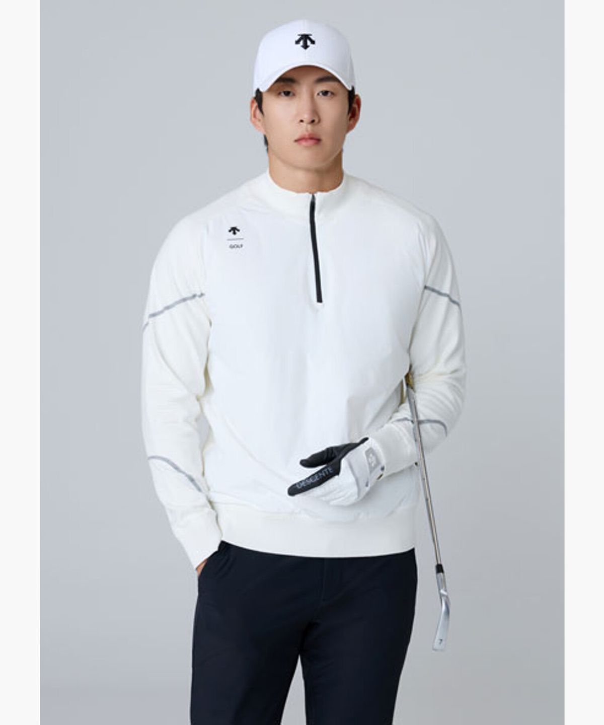 데상트 골프(DESCENTE GOLF) 남성 반집업 라인포인트 방풍 스웨터 (DQ32MFKP96)