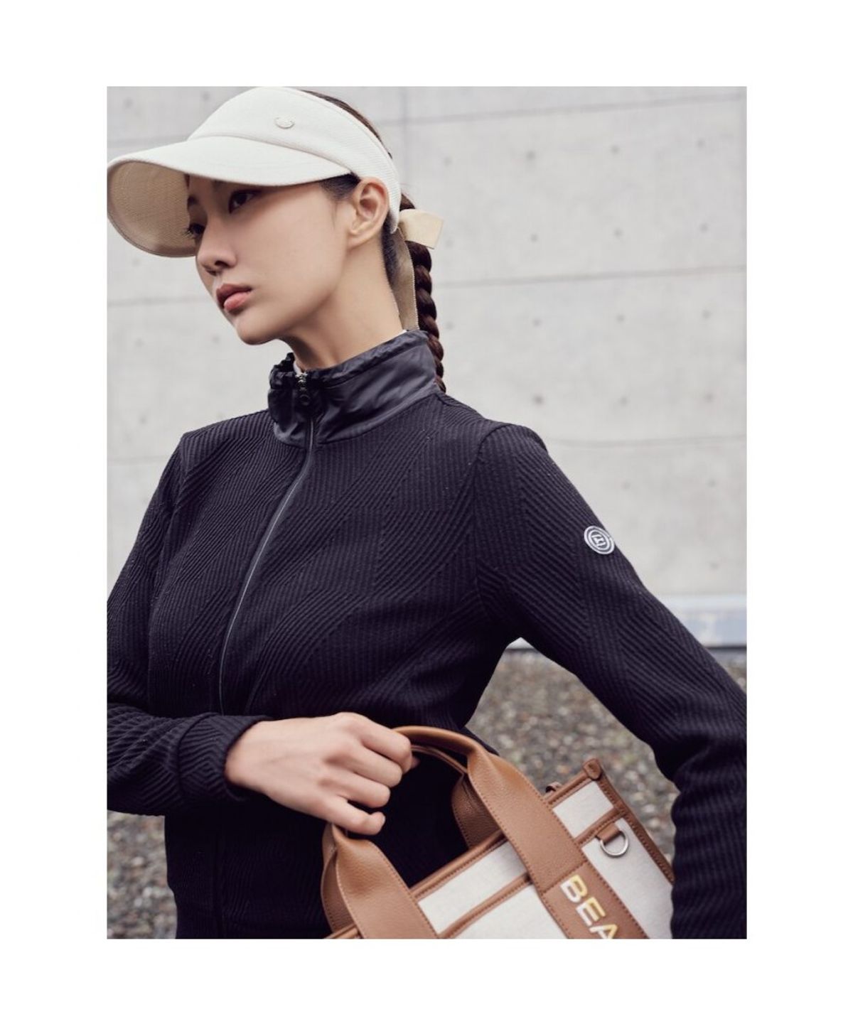 빈폴골프(BEANPOLE GOLF) 여성 자카드 풀집업  블랙