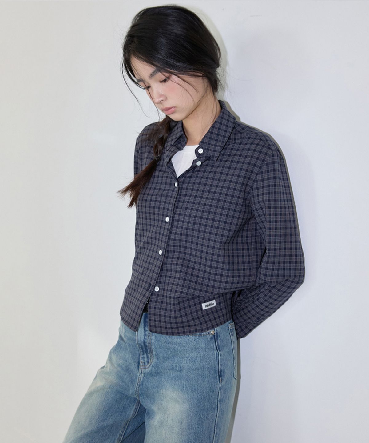미치코런던 코시노(MICHIKO LONDON KOSHINO) 소프트 터치 체크 셔츠 블랙 체크