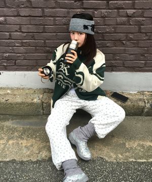 레이싱 KE 오버핏 니트 집업[그린]