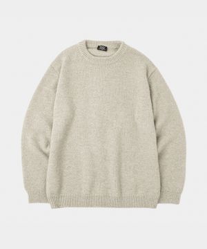 데일리 울 라운드 니트 카키베이지