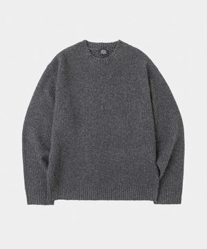 헤비 러쉬 울 라운드 니트 챠콜