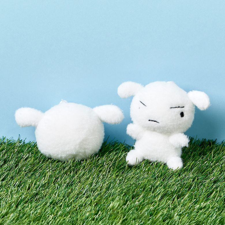 짱구는 못말려 흰둥이 털로 만든 인형 키링 2종