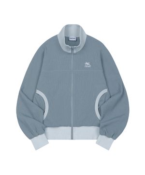 스포티 와플 라운드 포켓 집업 - DUSTY BLUE