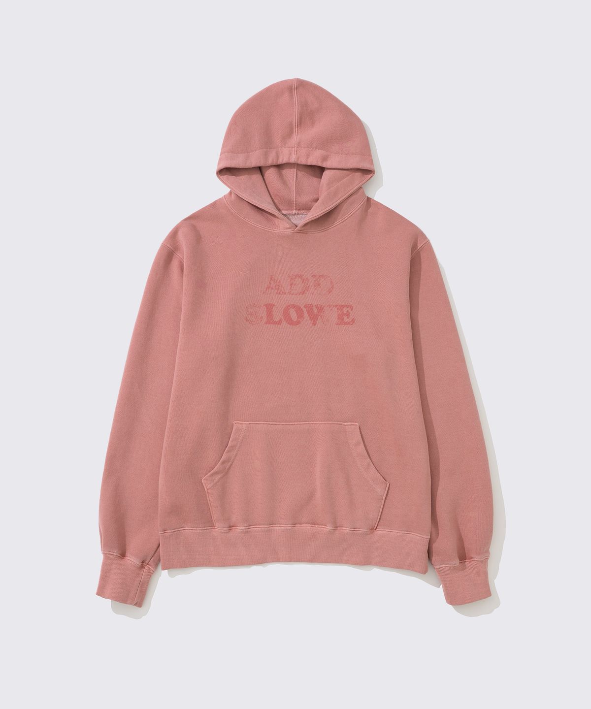 애드슬로우(ADDSLOW) Vintage Washed LOVE Hoodie [Dust Pink]