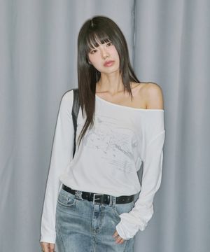 스타 심볼 루즈핏 보트넥 롱 슬리브 - CREAM