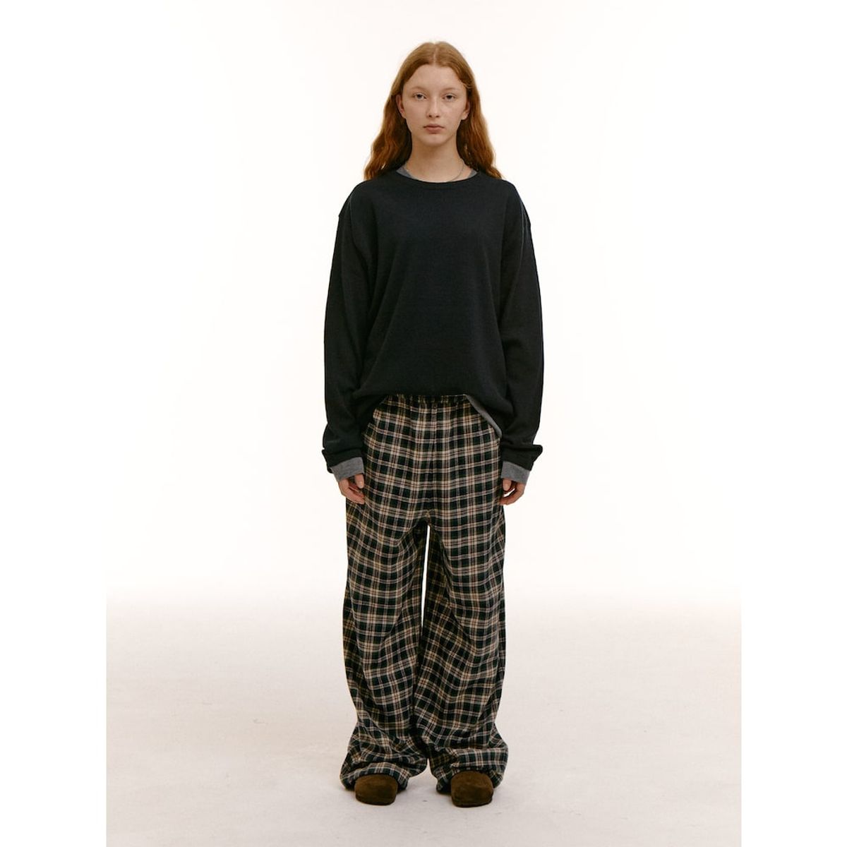 샌드 사운드(SAND SOUND) (UNISEX) 레이어드 울 블렌드 스웨터  네이비