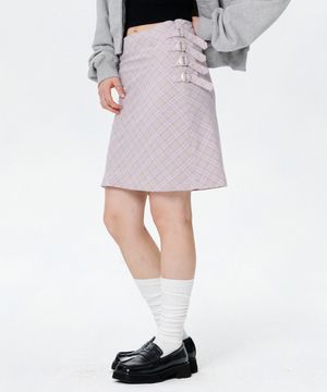 버클 포인트 미디 스커트 [라이트 퍼플]