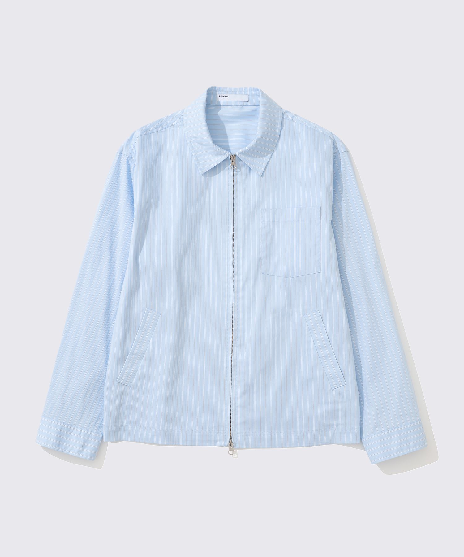 MUSINSA公式 | ADDSLOW Stripe Shirt Jacket 2way [Sky Blue]