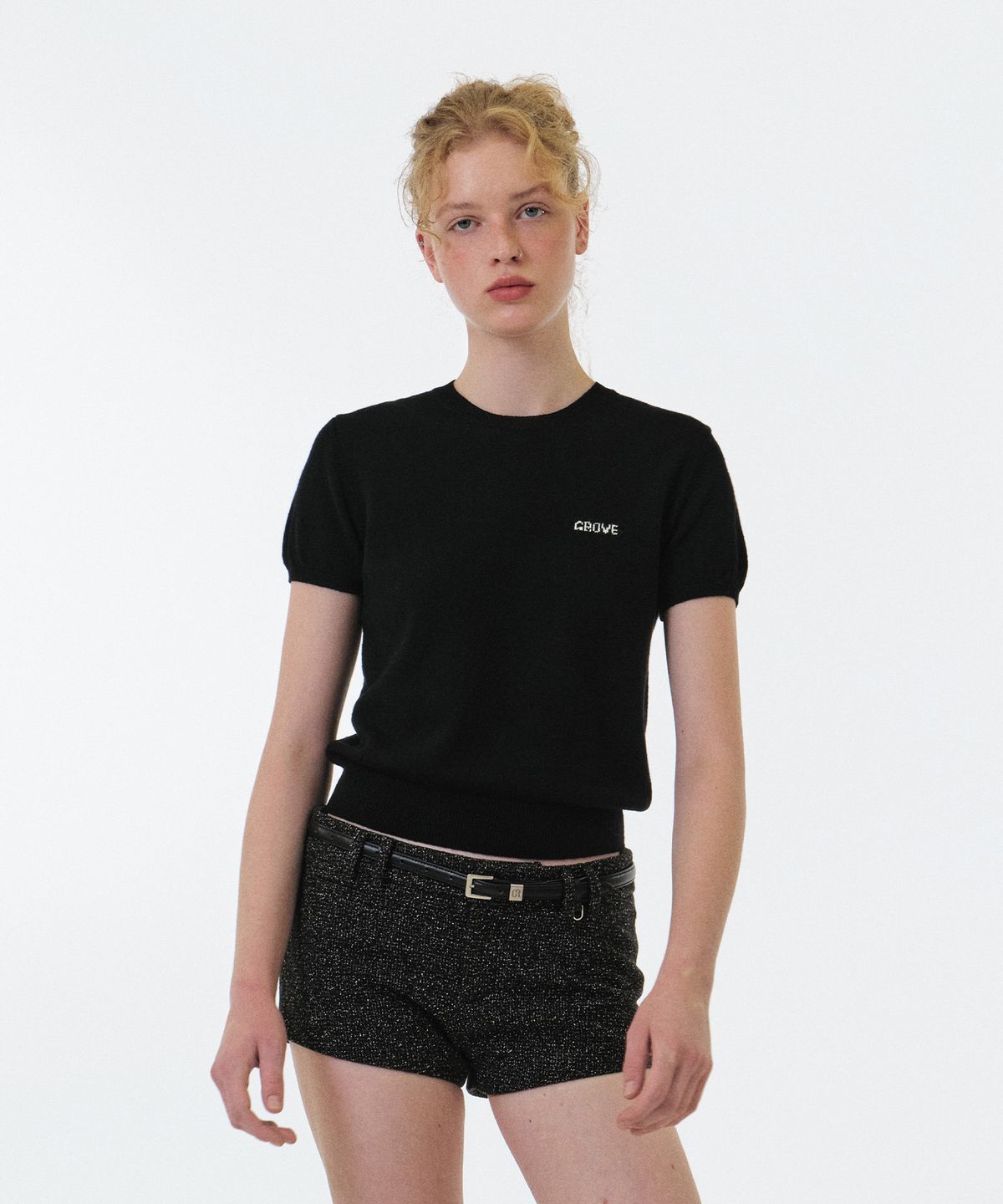 그로브(GROVE) ELENA H/S KNIT (BLACK)