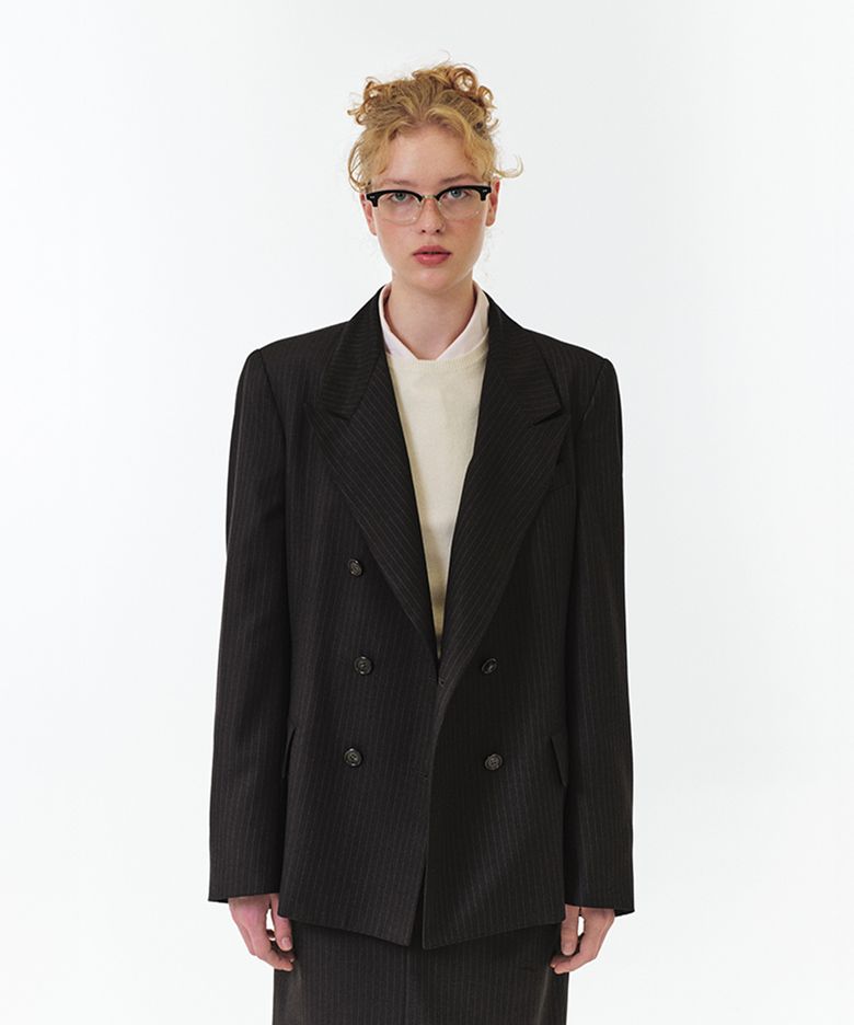 NIXIE STRIPE DOUBLE JACKET (BROWN STRIPE)