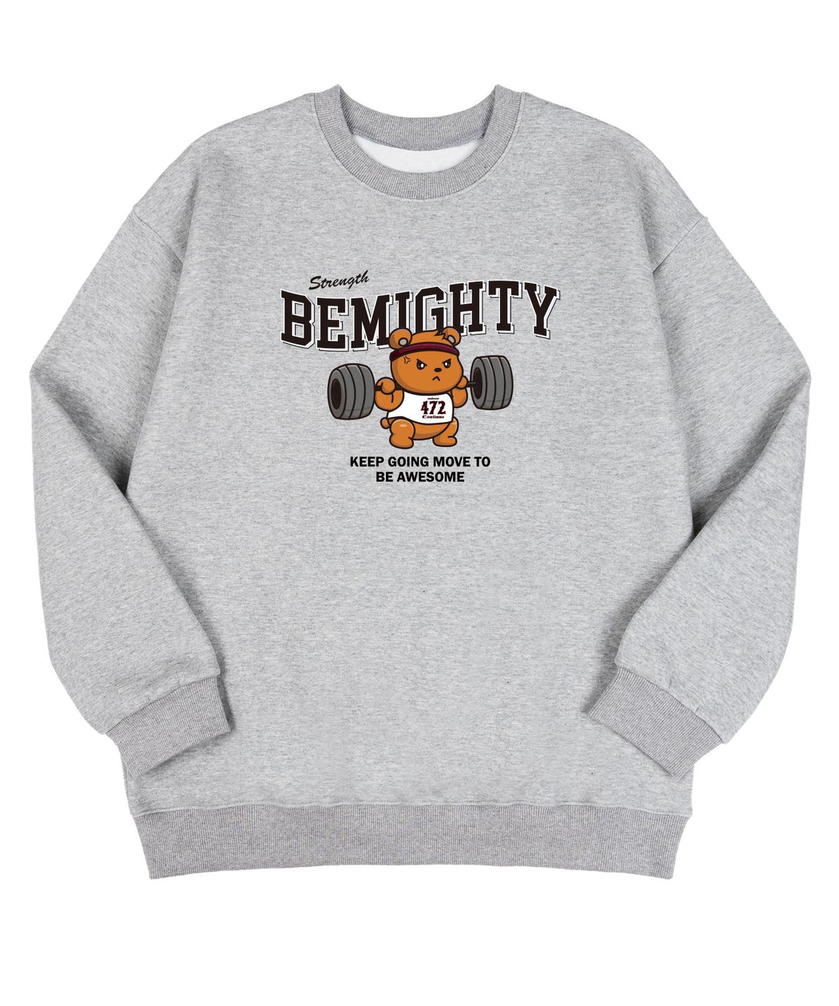 비마이티(BEMIGHTY) 바벨 베어 오버핏 특양면 스웨트셔츠 [멜란그레이]