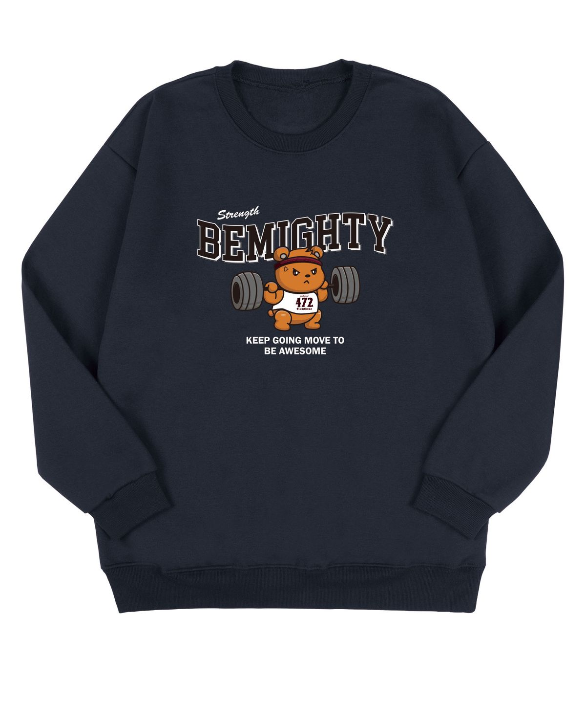 비마이티(BEMIGHTY) 바벨 베어 오버핏 특양면 스웨트셔츠 [네이비]