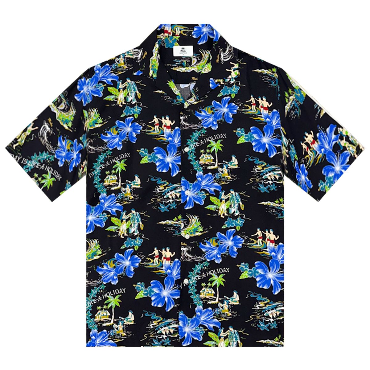 더셔츠하우스(THESHIRTHOUSE) 하와이안 셔츠 플라워 아일랜더-블랙
