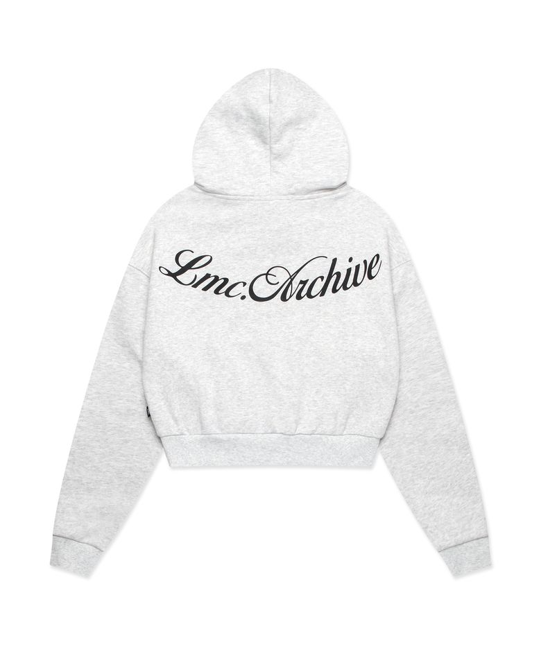 WM BACK LETTERING CROPPED HOODIE light heather gray