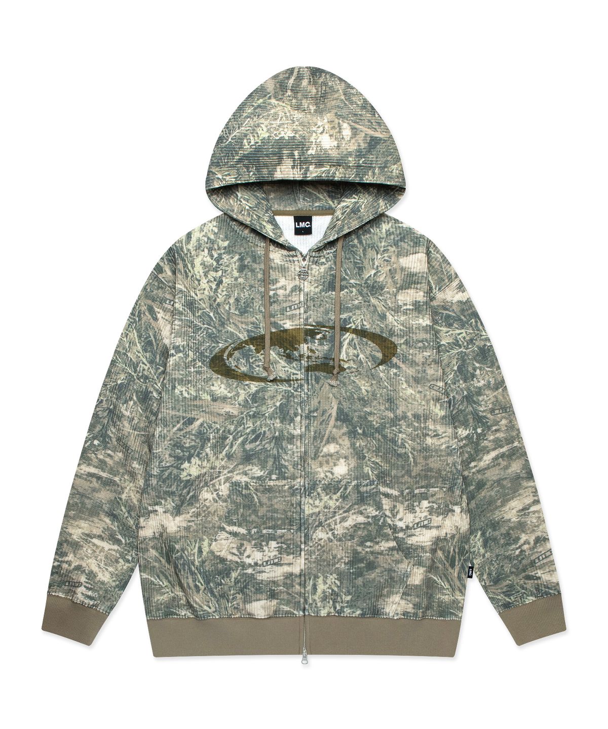 엘엠씨(LMC) OVAL GLOBE WAFFLE ZIP-UP HOODIE multi