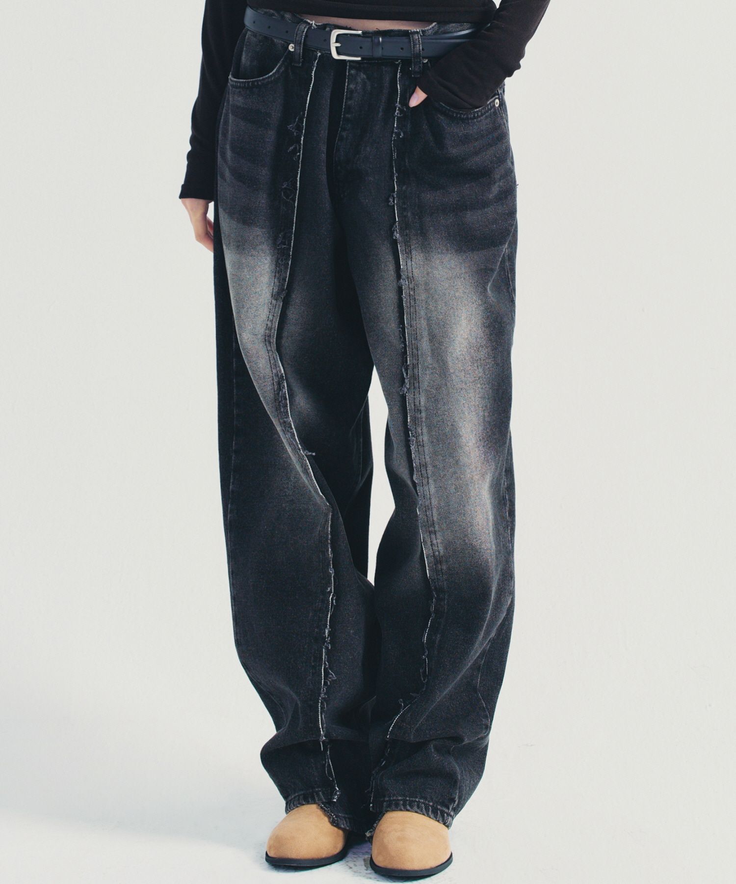 MUSINSA公式 | NICK&NICOLE VINTAGE CUTTING DENIM PANTS_BLACK