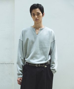 코어 브이 슬릿 스웨트 - 멜란지