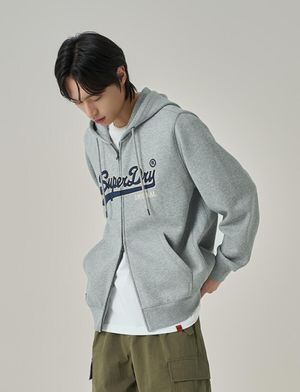 빈티지 로고 투웨이 후드집업 멜란지그레이