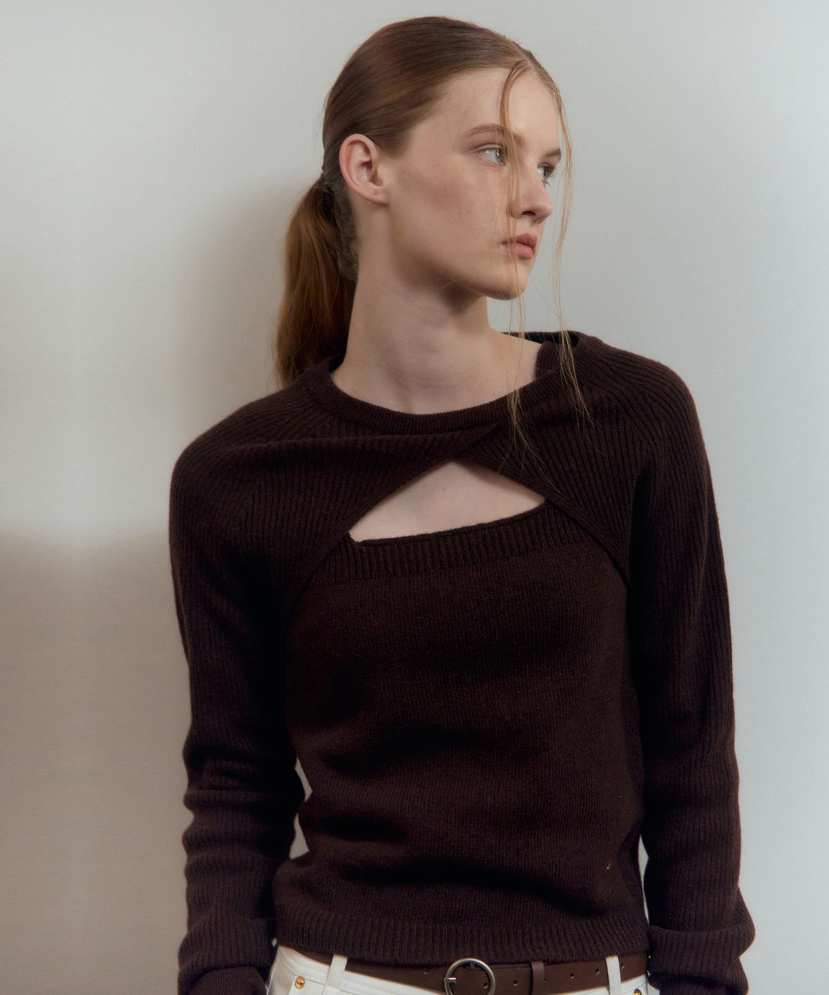 르메메(LEMEME) Elise Twin Knit Top ChocoBrown