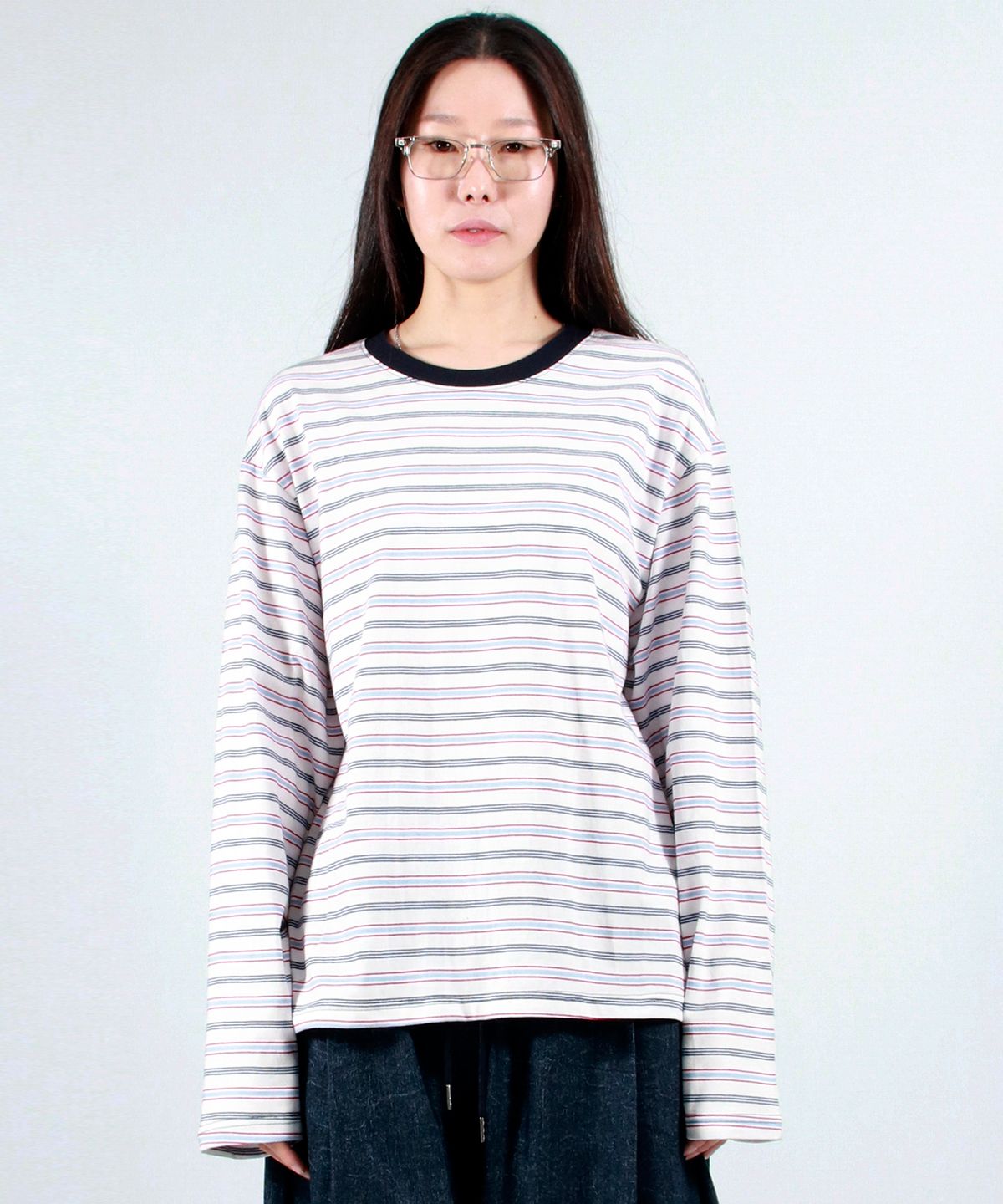드마크(DEMARC) MULTI STRIPE LONG SLEEVE TEE -  White