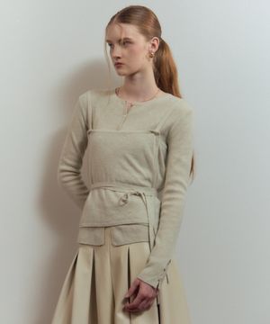 Veloute Layered Cardigan Oatmeal