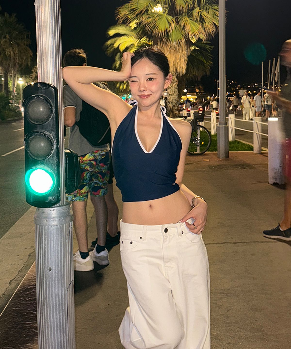 키시닝(KISYNING) Studded Cotton Pants (White)