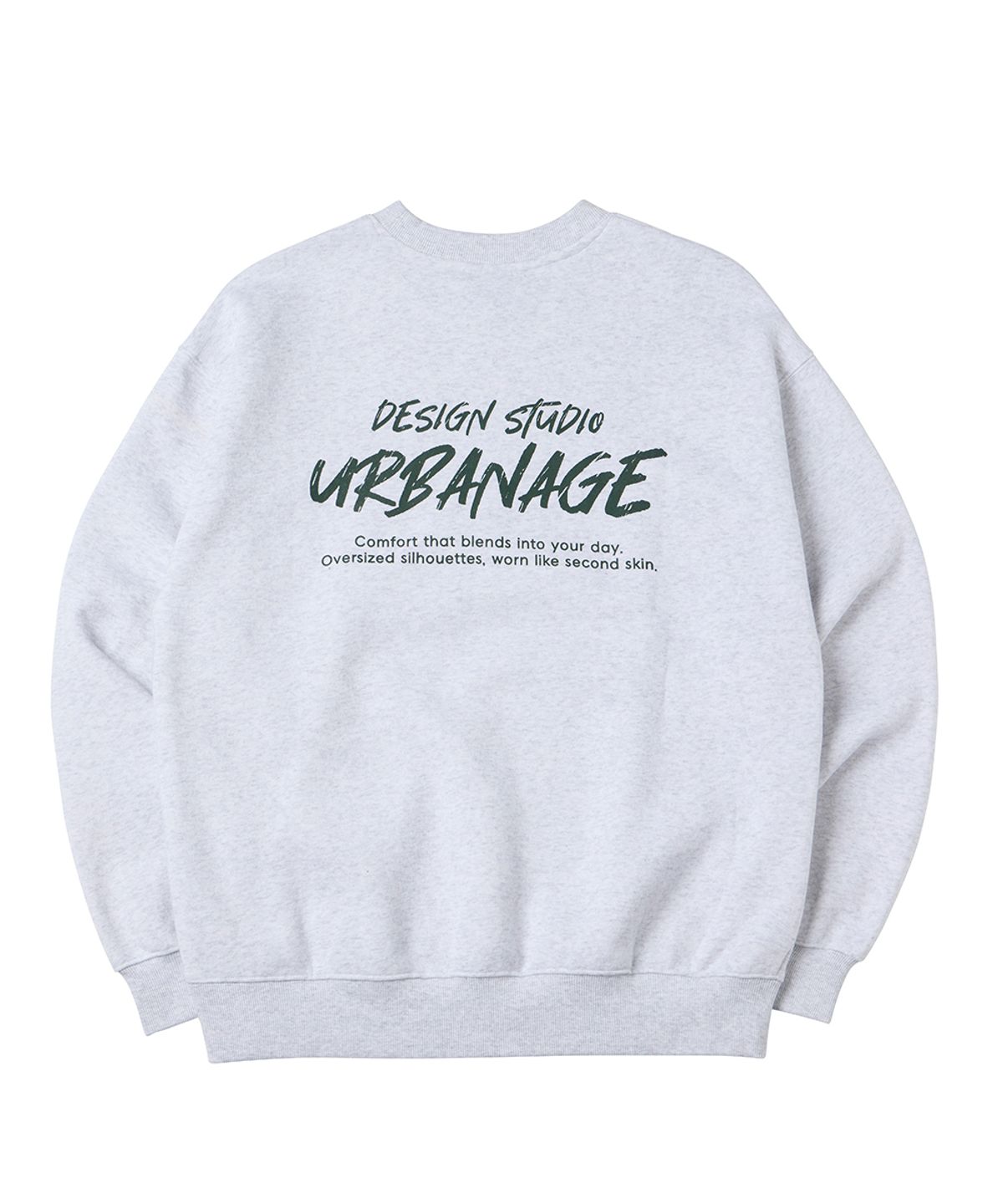 어반에이지(URBANAGE) DESIGN STUDIO 로고 오버핏 맨투맨_화이트멜란지