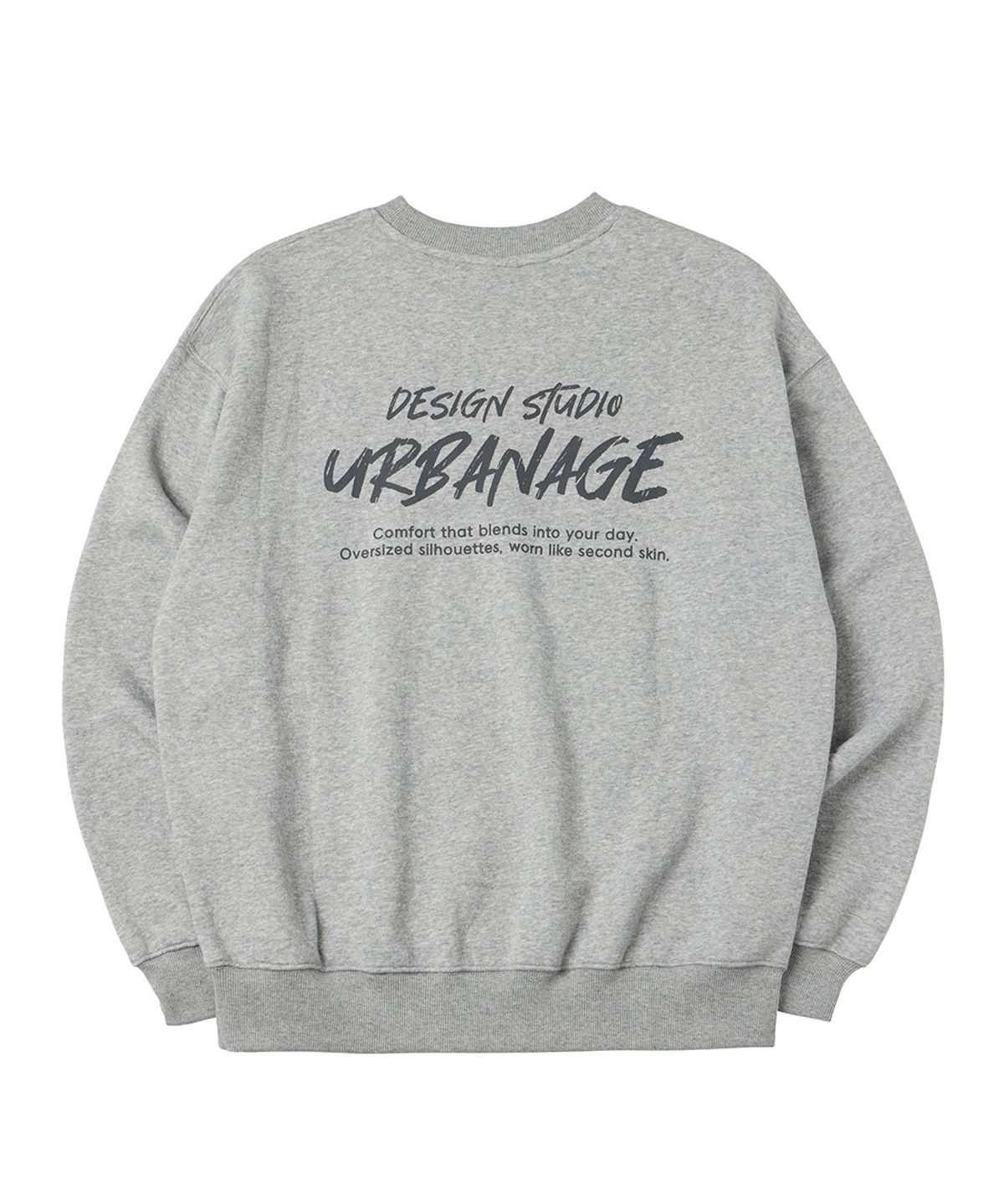 어반에이지(URBANAGE) DESIGN STUDIO 로고 오버핏 맨투맨_멜란지그레이