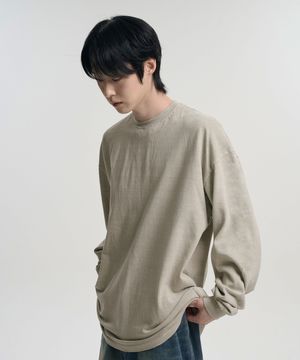 빈티지 오버핏 피그먼트 롱슬리브 티셔츠 베이지