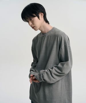 빈티지 오버핏 피그먼트 롱슬리브 티셔츠 그레이