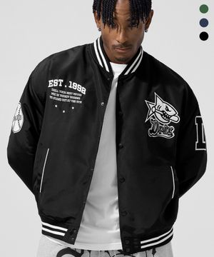 샤크 로고 패치드 바시티 자켓_3color