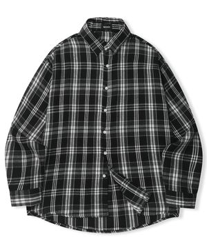 오버핏 체크 셔츠 블랙