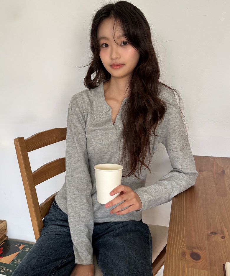페이버 오픈카라 롱슬리브 니트_LIGHT GRAY(WC25-KN61)
