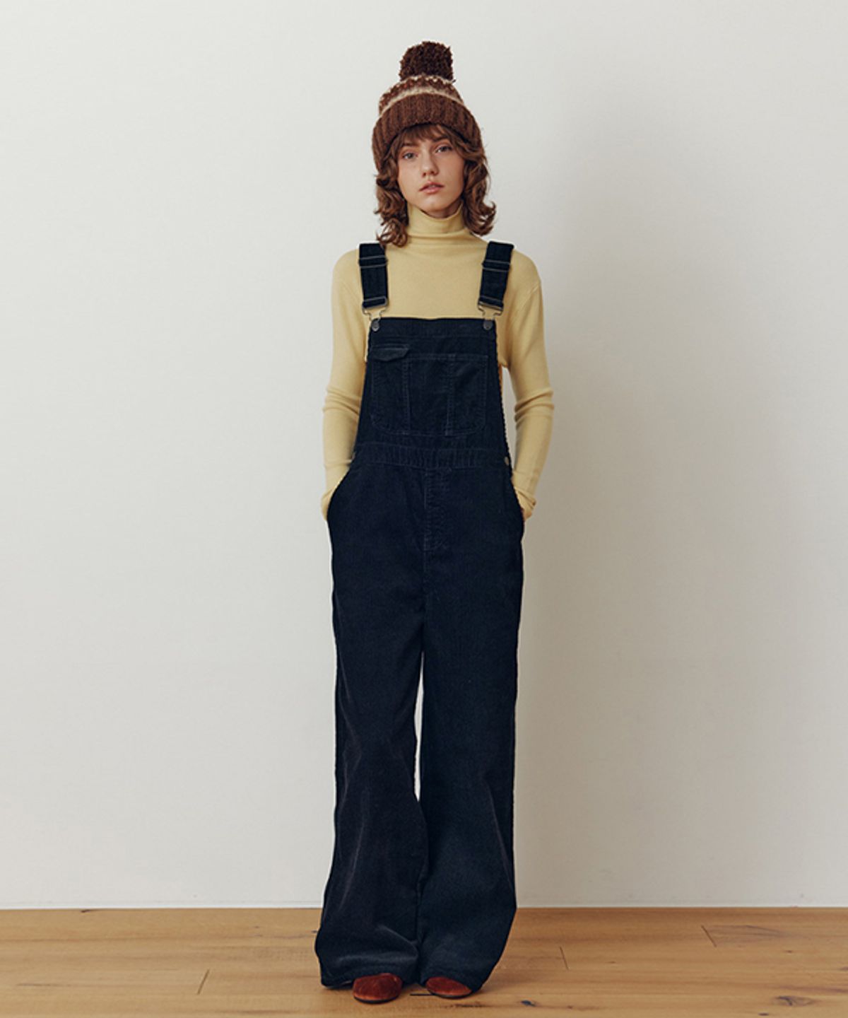 코스에그(COSEGG) Corduroy Wide Overall Pants_EEFPT102_Black