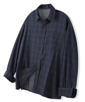 빈티지 그런지 체크 셔츠 네이비