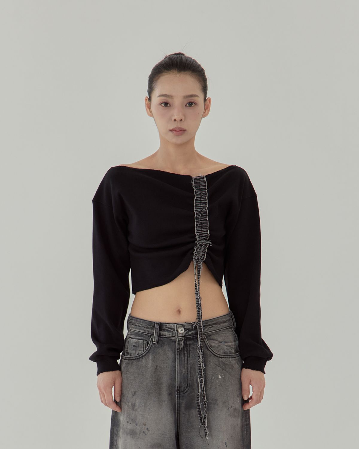 노 엑스트라 터치(NO EXTRA TOUCH) Detail Lining Boat Tee (Black) / 25FWTS004BK