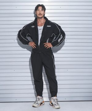 P2451+P2452  파이핑 윈드브레이커 세트 [블랙]