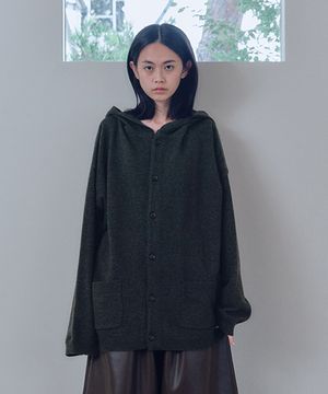 유니섹스 니트 후드 카키