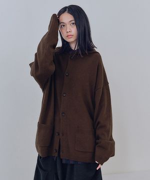 유니섹스 니트 후드 브라운