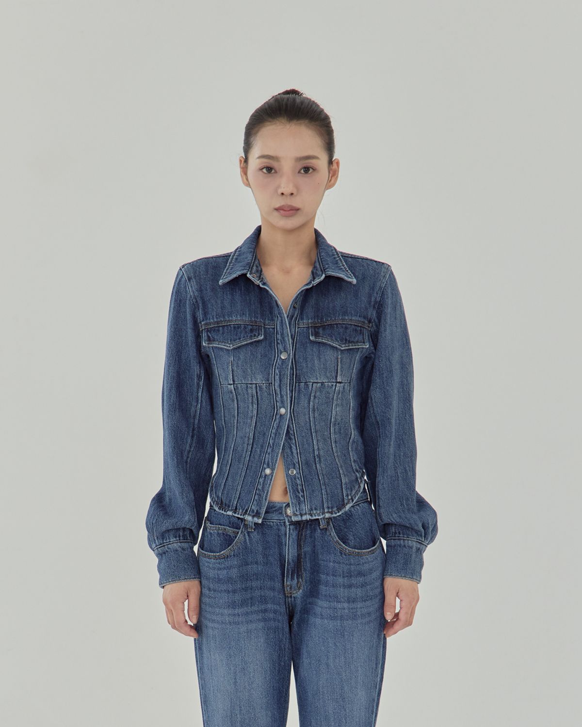 노 엑스트라 터치(NO EXTRA TOUCH) Set-up Denim Shirts Jacket / 25FWJK002BL