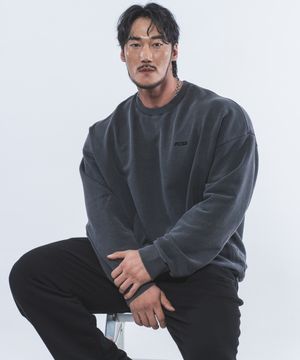 P2457 가먼트다잉 오버핏 맨투맨 [차콜]