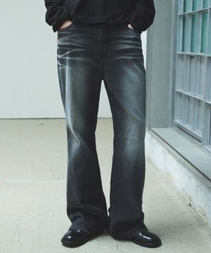 808 스트레이트 플레어 데님 - 블랙