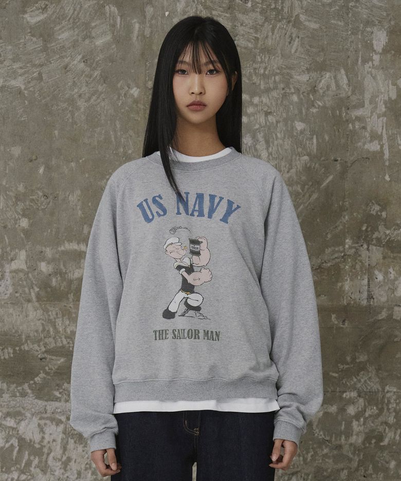 Popeye Raglan Sweatshirt Melange Gray