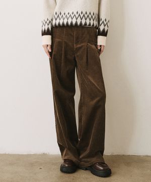 코듀로이 투턱 와이드 팬츠 [브라운]